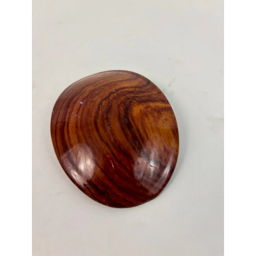 Vintage Oval Polished Wood Belt Buckle Natural Grain Boho Western